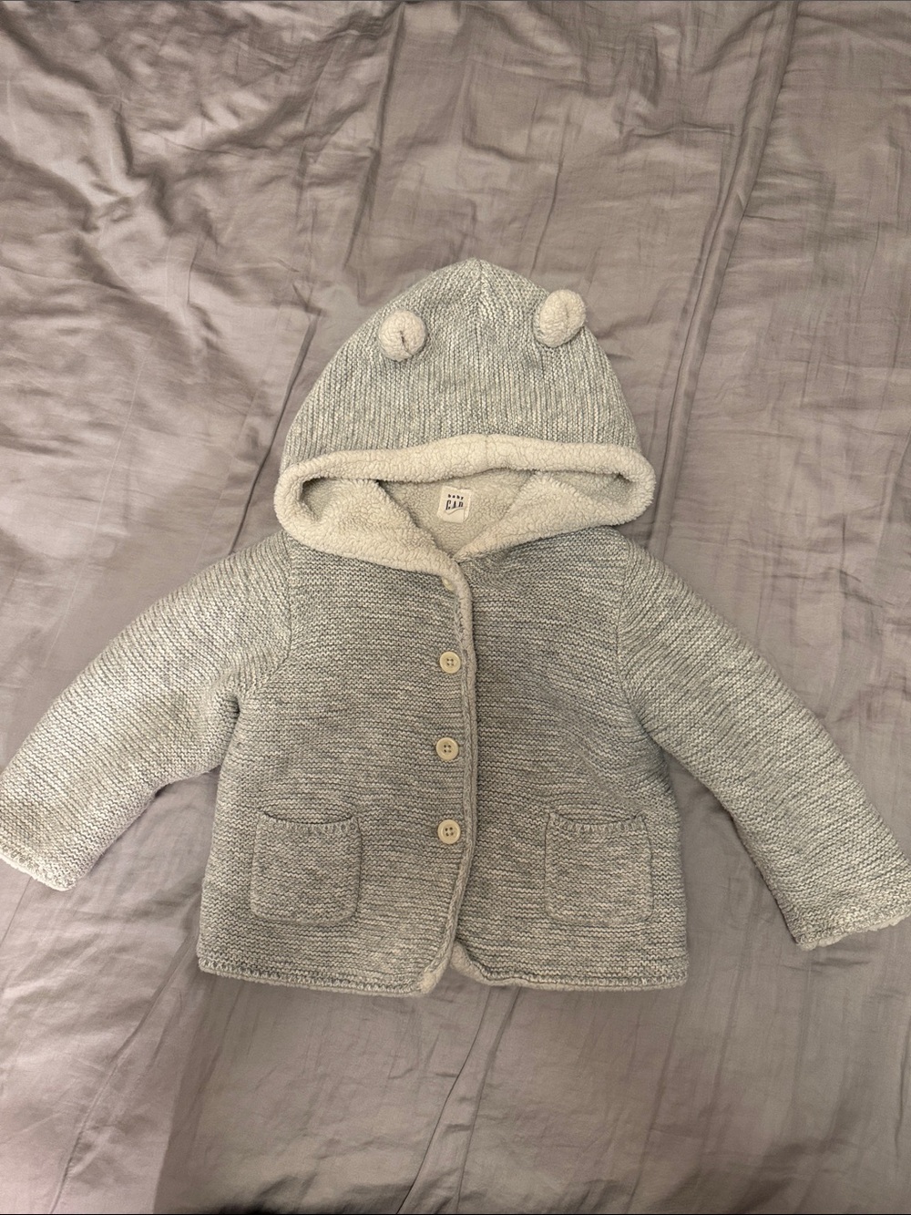 GAP Baby Sherpa-Lined Knit Hooded jacket